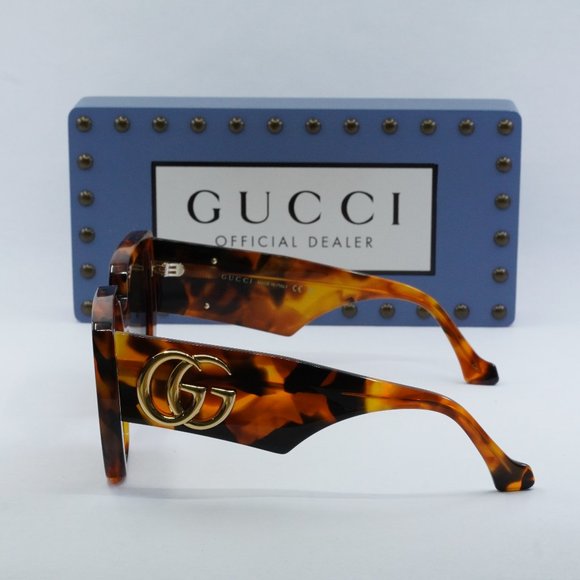 Gucci GG0956S 007 Square Sunglasses - Amber Havana/Brown main image 6